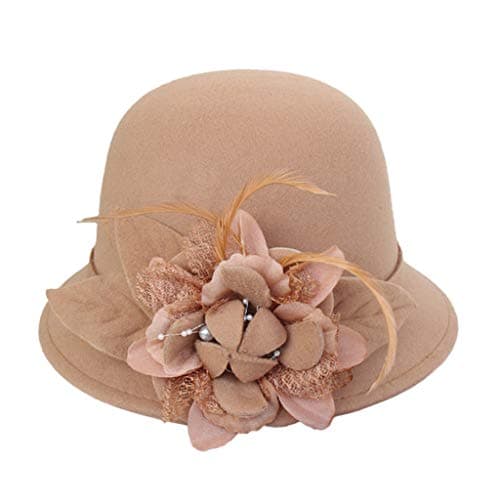 Bucket Hats Women Washed Cotton Bucket Hat Lovely Smile Fisherman's Hat Wide Brim Washed Denim Hat Breathable Sunscreen Visors Hats for Hip Hop Party Travel (Khaki, One Size)