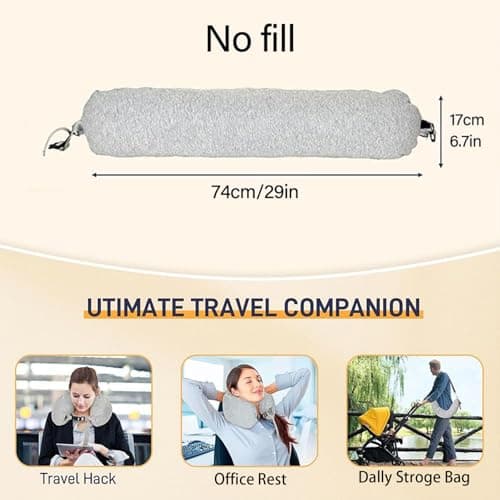 Neck Pillow for Traveling Soft Packable Fillable Design, Storage Bag — view 6
