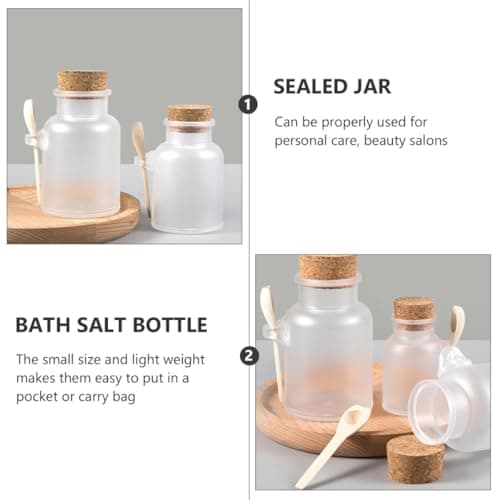 HEANUJJ Refillable Jars and Skincare Sub-packaging with Cork Lids 4 Sets and Wooden Spoons, 200g Matte Sealed Storage Bottles Sample Toiletries Containers for Travel — view 3