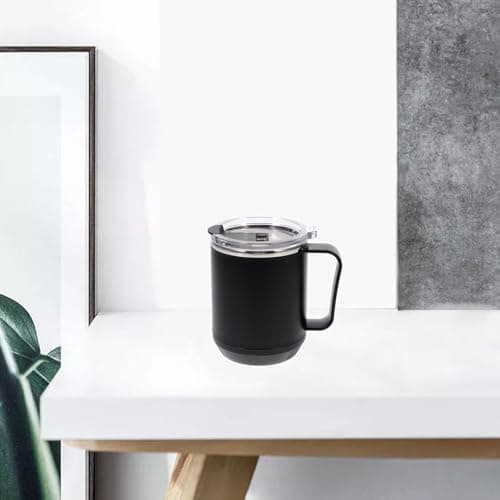Veemoon Stainless Steel Coffee Mug 460Ml with Lid and Spoon, Leak-Proof Sealing Travel Cup with Removable Heating Base, Black Inner Layer, Suitable for Camping and Daily Use — view 5