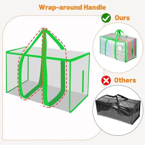 Dntorx 4 Pack 105L Moving Bags Clothes Storage Bags Drom Packing Box, Green — view 5