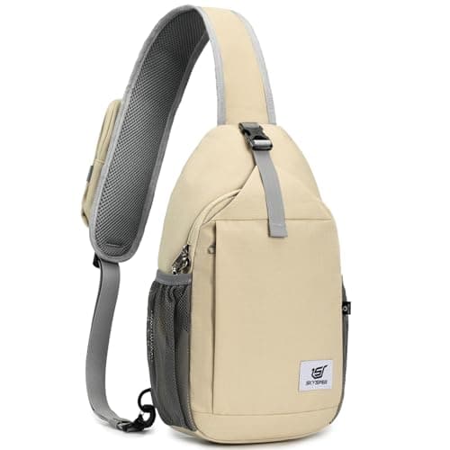 SKYSPER Sling Bag RFID Cross Body Bag Recycled Crossbody Backpack Travel Daypack(Beige)