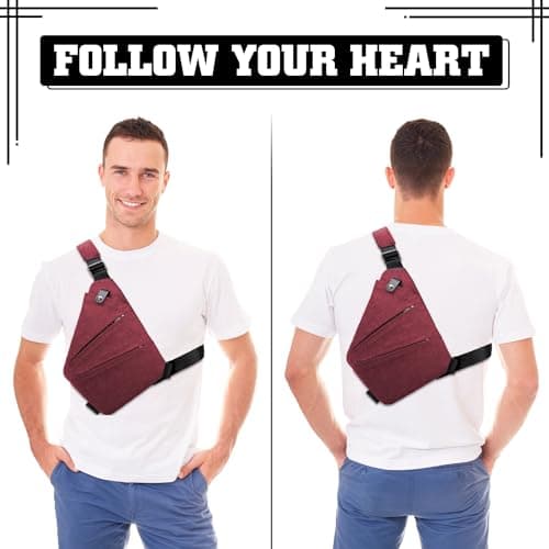 GDOKKNY Anti Theft Crossbody Bag for Women Personal Flex Travel Bag Anti-Theft Cross Body Bag Sling Chest Bag for Men （Red） — view 6