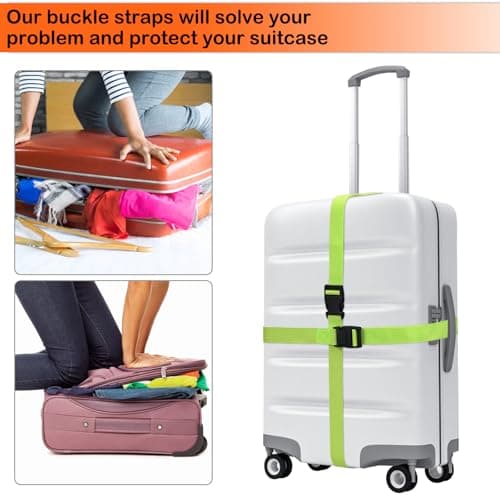 Hiziwimi 6Pcs Green Luggage Straps for Suitcases with Quick-Release Buckle — view 4