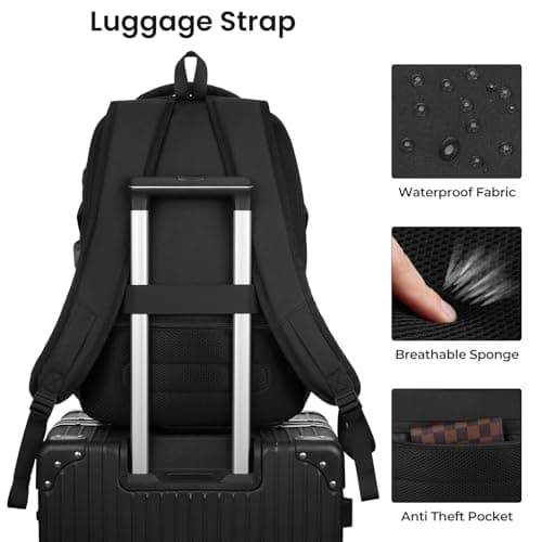 YAMTION School Bag, Laptop Backpack, Rucksack for Men, Backpack Mens, Laptop Rucksack for Men Women School College Business, Fits 15.6 Inch — view 5