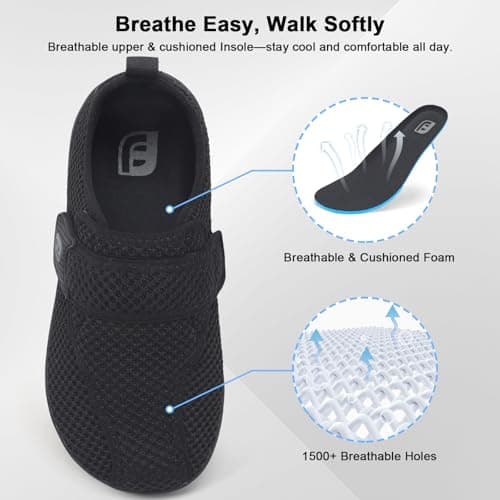 Wide Fit Velcro Walking Trainers Women Men Adjustable Zero Drop Shoes (Black, Adult, Women, 10, Numeric, UK Footwear Size System, Wide) — view 6