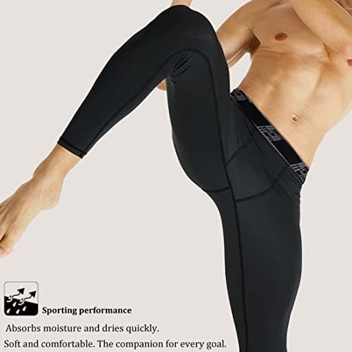 HOPLYNN Mens Thermal Underwear Set Long Sleeve Tops Long Johns Base Layer Warm Underwear Fleece Lined Ultra Soft Compression Running Sport Ski Balck XL — view 5