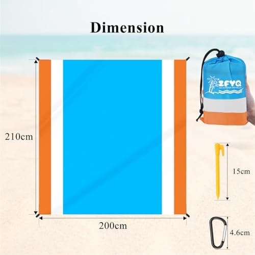 ZFYQ Beach Blanket Mat 200 x 210 cm with 4 Fixed Stakes — view 2