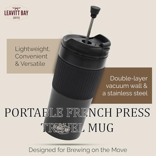 Portable French Press Travel Mug – Double Wall Travel Coffee Maker – Home, Office, or Camping – 15 oz No Leak Coffee or Tea Press — view 2