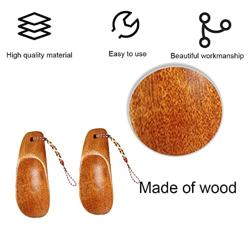 LCMJYABI 2 Pcs Shoe Horns Mini Wood Shoehorns Shoes Helpers with Cord for Men Women Kids and Seniors — view 3