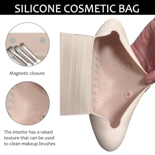 WSXQAZ Silicone Makeup Brush Holder, Travel Cosmetic Bag Magnetic Closure — view 4