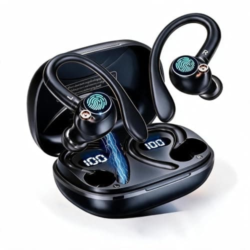 EUQQ Bluetooth 6.1 Sports Wireless Earbuds with EarHooks HiFi Stereo Sound