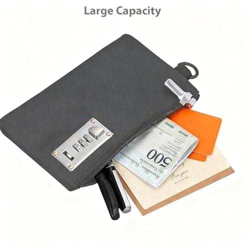 COZERI Lockable Money Wallet Bag - Anti-theft Security Travel Business Trip Hidden Bag Men Women, Portable 3-Digit Lockable Metal Combination Lock Money Pouth for Cash/Passports/Jewelry/Card/Document — view 3