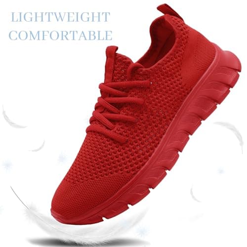 Mens Womens Trainers Running Shoes Slip On Gym Sports Red Size 9 UK — view 2