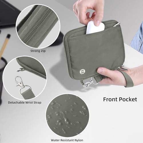 WALNEW Passport Holder Travel Wallet Family for 4, RFID Blocking Travel Document Organiser Pouch for Women Men, Zipper Card Case Cover with Wrist Strap, Gray — view 5