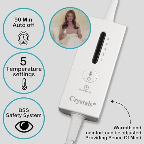 Crystals Electric Heated Foot Warmer with 5 Adjustable Temperature Settings, Auto Shut-Off, Soft Breathable Fabric – Winter Warmth for Men & Women, Safe Overheat Protection - Feet Warmer for Cold Feet — view 2