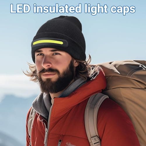 Getsuna Rechargeable LED Headlamp Cap with Lights, Unisex Beanie Hat with Light, Winter Hat with Light Built in, USB Rechargeable Warm Knitted Cap for Walking, Running, Camping, Hiking - Black — view 5