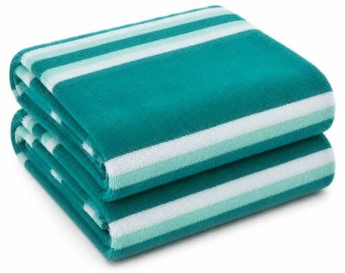 Adore Striped Beach Towels 2 Pack - Teal 75 x 150 cm