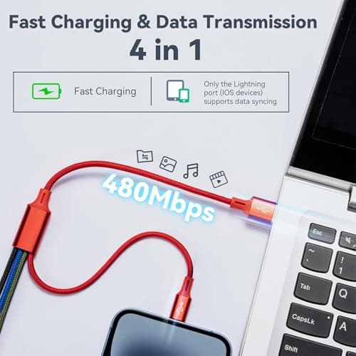 Short Multi Charger Cable [3.5A 35CM] 4 in 1 Charging Cable, Nylon Braided — view 2
