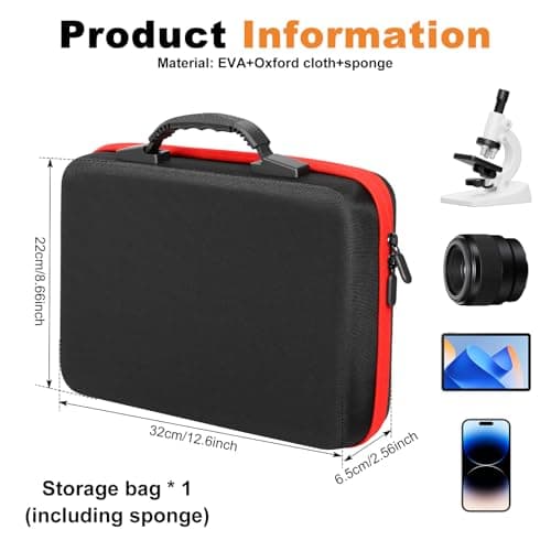 YUNYOUC Hard Shell Protective Case with Pre-Cut Foam Insert EVA Shockproof Electronics Organiser Bag for Cameras & Digital Accessories Water-Resistant Travel Storage Pouch 32x22x6.5 cm(Gules) — view 2
