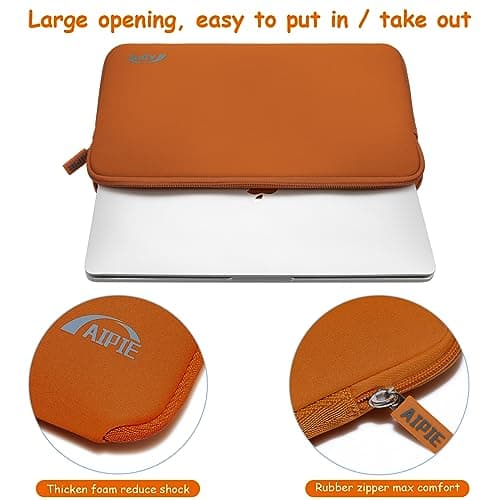 AIPIE Laptop Sleeve 15-15.6 Inch Laptop Case for Gaming PC Bump Absorb Briefcase Carrying Bag Compatible with MacBook, Acer, Asus, Dell, Lenovo, Microsoft, HP Durable Notebook Cover, Orange — view 4