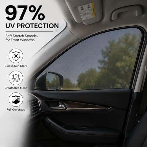 4 Pcs Stretchy Mesh Car Sun Shade, UV Protection Car Sun Shade for Baby Kids Pets, Universal Fit for Front and Rear Side Window for Travel — view 5