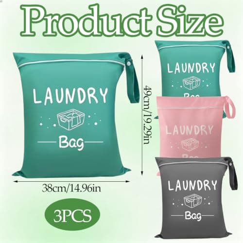 3-Pack Travel Laundry Bags, Waterproof Wet Bags for Clothes — view 2