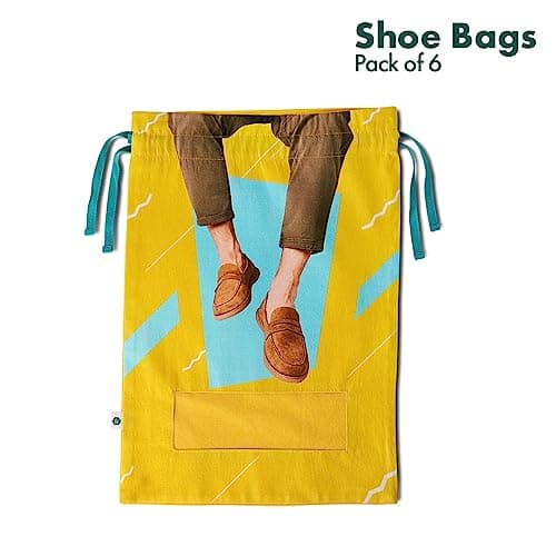 Hexafun 100% Organic Printed Cotton Women's Shoe Bags for Travel and Storage | for Dustproof Packing | Portable Footwear Organizer Bag | Drawstring Shoe Cover- Pack of 6 — view 2