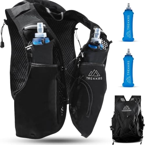 Trekkrs Running Vest & Water Bottles - Medium to XL, 5L Capacity Backpack