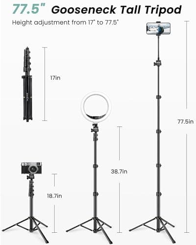 Victiv 77.5" Tall Tripod for iPhone, Overhead Phone Tripod with Gooseneck — view 2