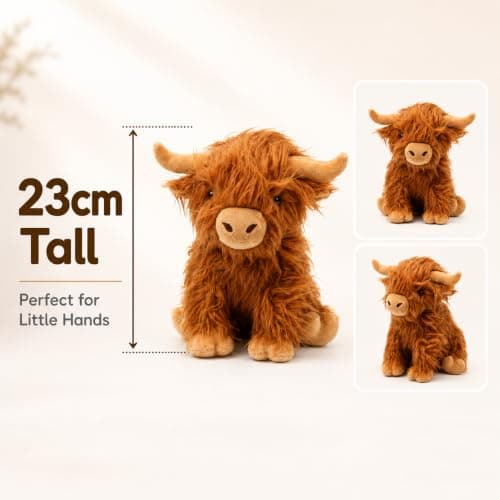HENBRANDT Highland Cow Plush Toy 23cm, Soft Fluffy Scottish Cow Teddy — view 4