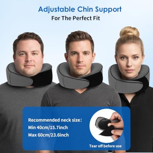 Travel Pillow for Airplane, Memory Foam Neck Pillow Set for Travel with 360° Neck Support Include Eye Mask, Earplugs & Storage Bag, Adjustable Travel Pillow for Long Flights,Train,Car&Bussiness Trips — view 4