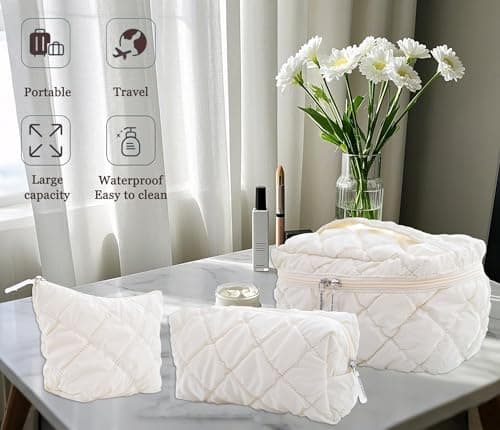 LSHYSMA 3Pcs Makeup Bag for Women,L/M/S Fluffy Cosmetic Bags Set — view 5