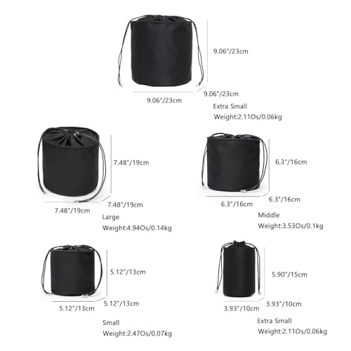 YONBEN Tall Purse Organizer Insert Womens nylon Round Handbag Organizer Storage,Handbag Purse Organizer Round Cosmetic Pouch Bag Bucket Makeup Bag (XS, Nylon-Black) — view 2