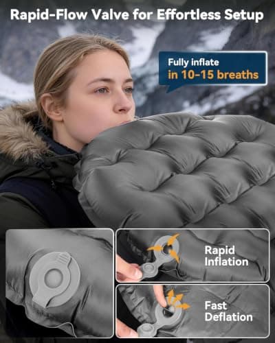 HIKENTURE 430g Ultralight Camping Mat, 4.0 R-Value 8cm Sleeping Pad, Grey — view 5