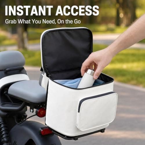 Aymzbd Motorcycle Tail Bag, Waterproof, Backrest Bag for Electric Motorcycles, Luggage Storage for, White — view 6
