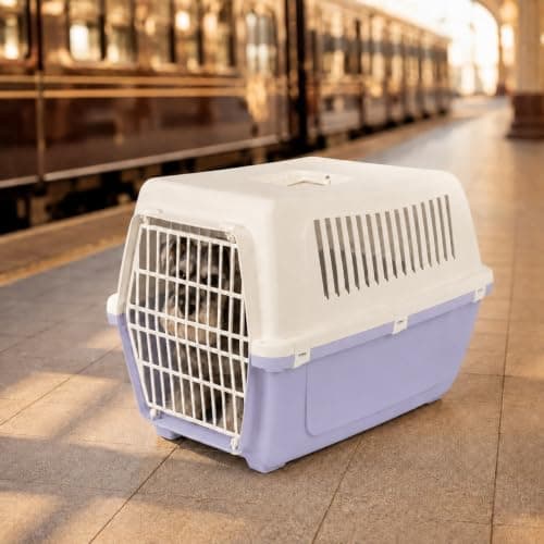 URBNLIVING Plastic Pet Carrier Dog Cat Travel Crate (Purple-Medium) — view 4