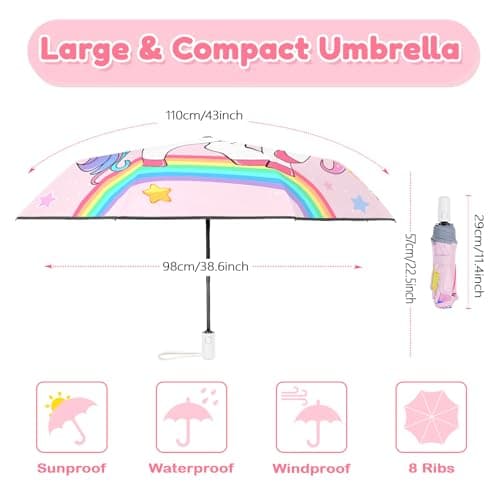 alldomess Kids Automatic Umbrella，Folding Umbrella for Girls & Boys — view 3