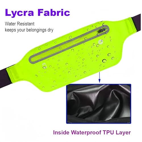YITORMAN Slim Running Belt,Running Waist Packs,Running Band for iPhone,Waist Bag for Workout Jogging,Walking,Travel Money Belt Running Gift Gear Accessories (Fluorescent Yellow) — view 4
