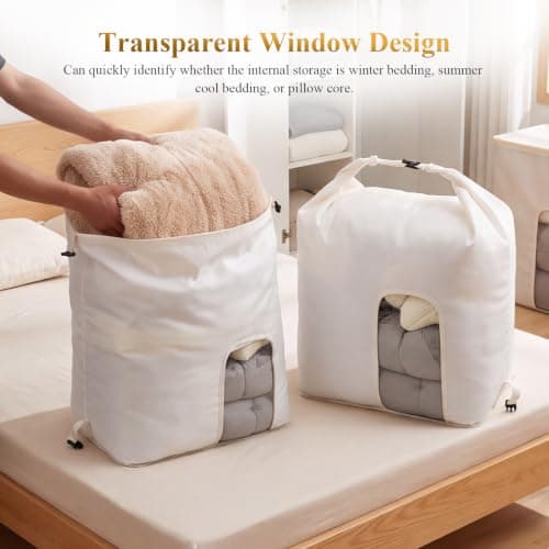 2Pcs Roll Top Compression Storage Bags, 130L Polyester Fabric Clear Window — view 5