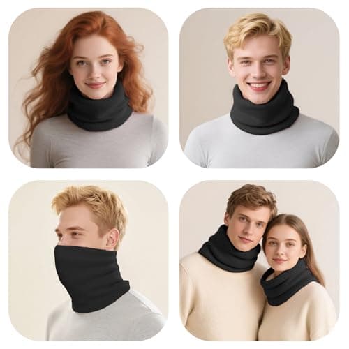 ehsbuy Winter Neck Warmer Fleece Snoods for Men Women Thermal Thick Knit Neck Gaiters Ski Mask Scarf Gifts for Cycling Outdoor — view 5