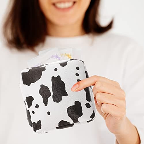 CALLARON 2pcs Portable Pu Sanitary Napkin Bags with Zipper Design for Privacy Protection, Large Capacity Menstrual Pad Storage, Stylish and Unique Feminine Hygiene Travel Kit for Girls — view 6