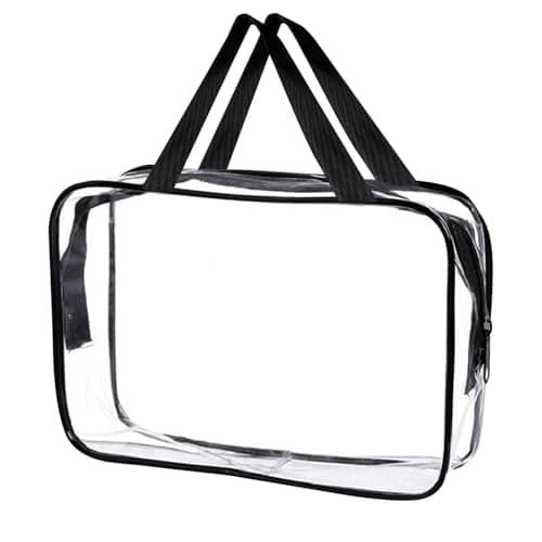 GWAWG Transparent Hanging Toiletry Bag with Handle, Clear Waterproof Travel Cosmetic Organizer, Shower Bag for Airplane Carry On, Portable Makeup Storage Case for Men Women