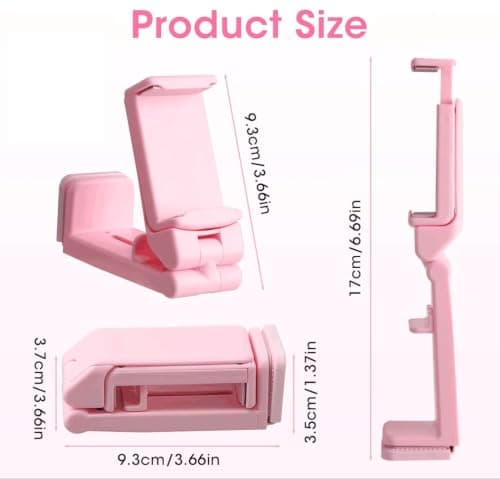 Sella Products Universal Airplane Phone Holder Mount – 360° Rotating, Foldable & Hands-Free – Fits iPhone, Samsung & All Smartphones 2.2"–3.7" Wide – Clips to Tray Table & Desk – Pink — view 6