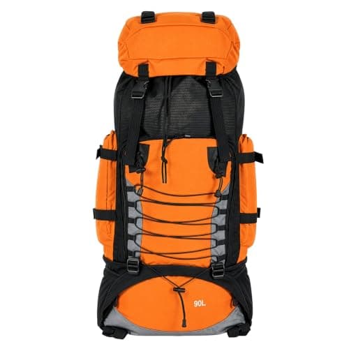 Waterproof Hiking Backpack Large Capacity Trekking Rucksack 90L Orange