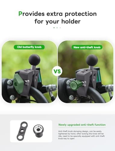 FANAUE CC-04F Anti-theft Handlebar Base Mount Strong Rod Clamp with 1 Inch Ball Head for Rails 0.5" to 2.0" Diameter, Compatible with RAM Mounts B Size Double Socket Arm & Bike Motorcycle Phone Holder — view 2