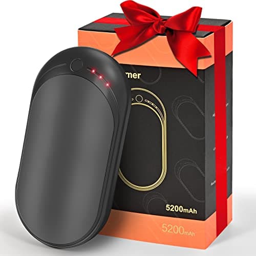 Hand Warmers Rechargeable, 5200 mAh Electric USB Hand Warmer Power Bank, Portable Double-Sided Hand Heater with 3 Heat Settings from 95-131℉, Great Gift for Women Men, Hiking Camping, 1 Pack