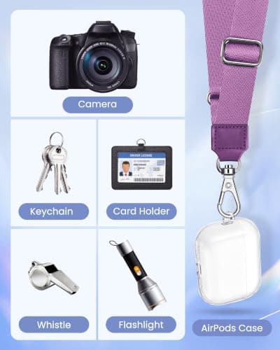 takyu 2 Pack Phone Lanyard Adjustable Strap with 4 Tethers Black & Purple — view 6