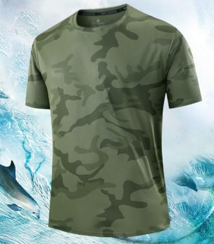 Men's Quick Dry Camo Sports T-Shirt, Moisture Wicking, Cooling T-Shirt for Running Training Outdoor Workout (E,S) — view 2