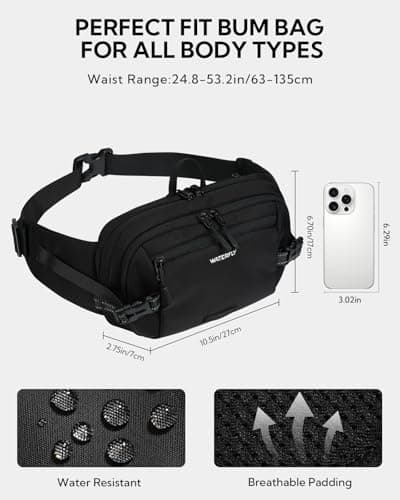 Waterfly 3L Large Bum Bag: RFID Blocking Anti-Theft Fanny Pack for Travel — view 2